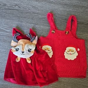 Red Santa and Reindeer Baby Outfit